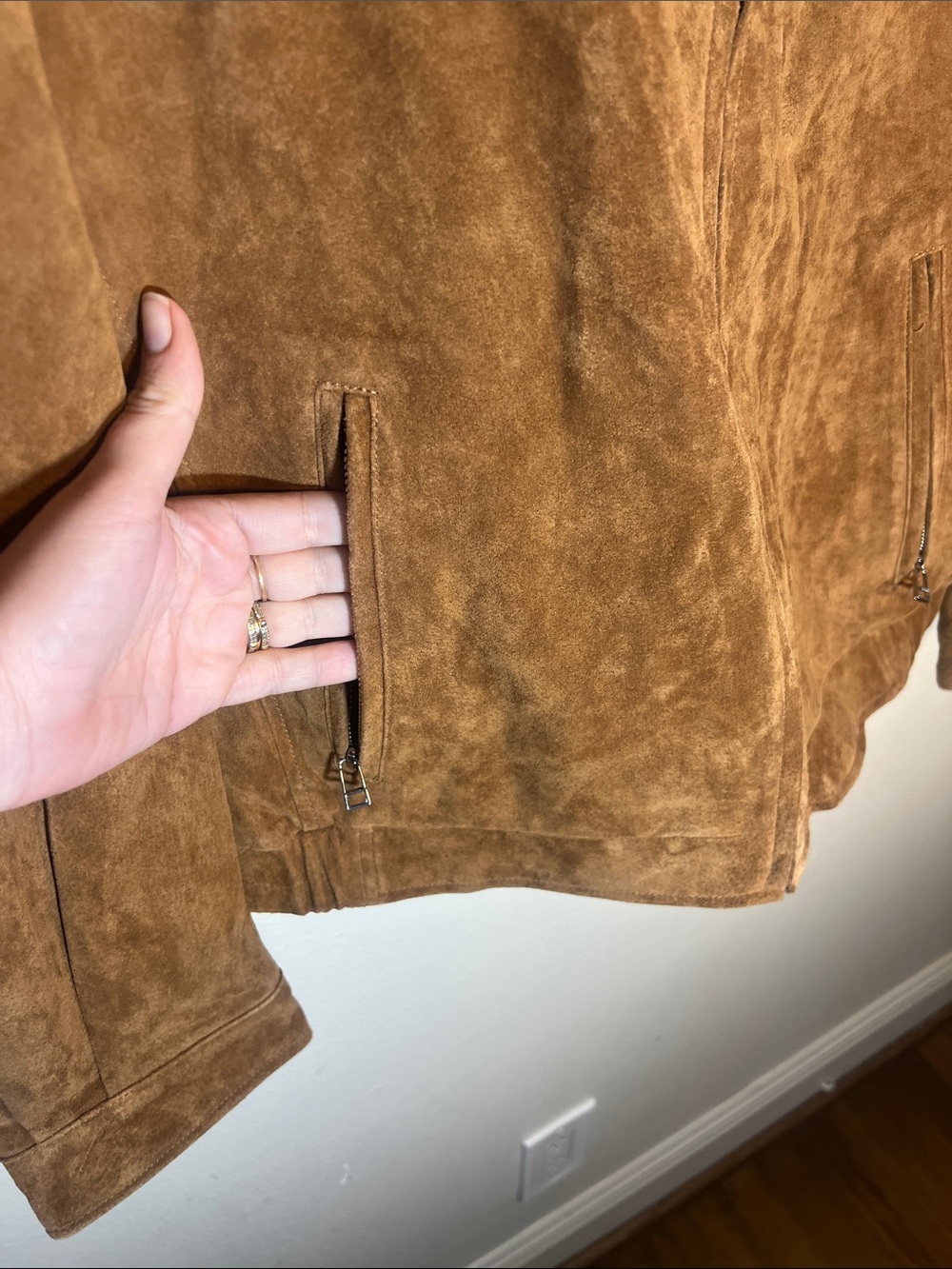 Flavor Leather Zip Grint Brown Surde Leather Bomber Air Force Jacket Large - Picture 4 of 10
